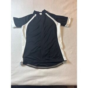Canari Cycling Jersey Womens XL Black White Full Zip Short Sleeve Excellent